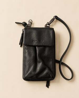 Burkely Black Leather Crossbody Wallet Phone Bag Organizer